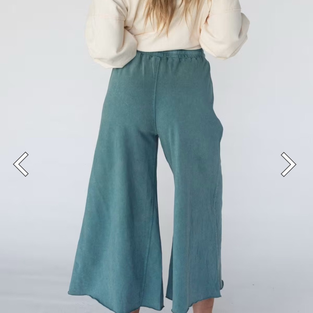 Three Bird Nest Relaxing Robin Wide Leg Pant Faded Teal Small - Picture 3 of 9